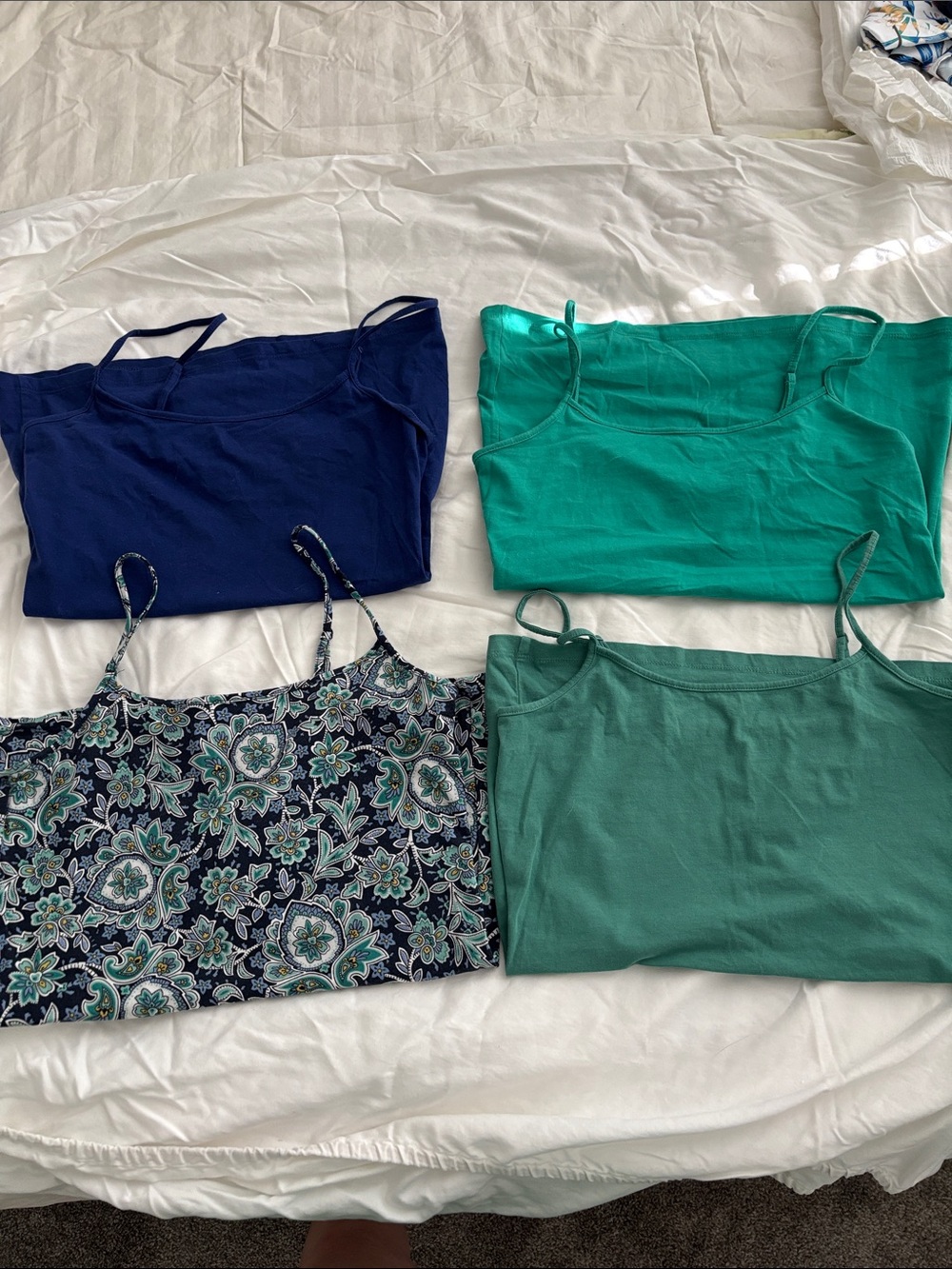 LOFT Adjustable Spaghetti-Strap Camisole Set — Navy, Teal, Aqua & Patterned